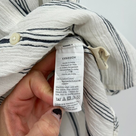 MADEWELL Central Shirt In Parkman Stripe White Blue Gauzy Button Up Top Size XXS - Picture 8 of 8